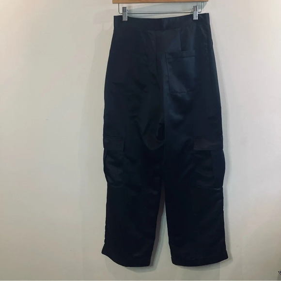 THE RAGGED PRIEST Sz L Satin Attached  Chain Cargo Pockets Exposed Zipper Pants - Picture 9 of 10